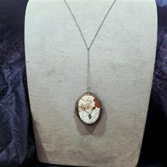 Vintage Cameo Gold-Diamond-Stone Brooch .10 CT. 14K Antique Gold 15g